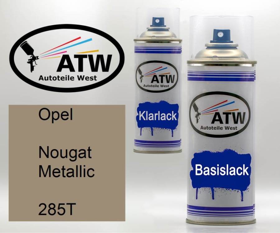 Opel, Nougat Metallic, 285T: 400ml Sprühdose + 400ml Klarlack - Set, von ATW Autoteile West.